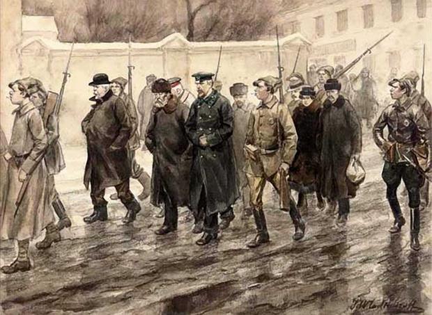 Конвоювання затриманих (Іван Владіміров, із серії "Революція з натури", 1917)