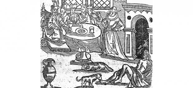 Бенкет на гравюрі "Притча про багатія та Лазаря" з "Учительного євангелія" (Київ, 1637 р.) 